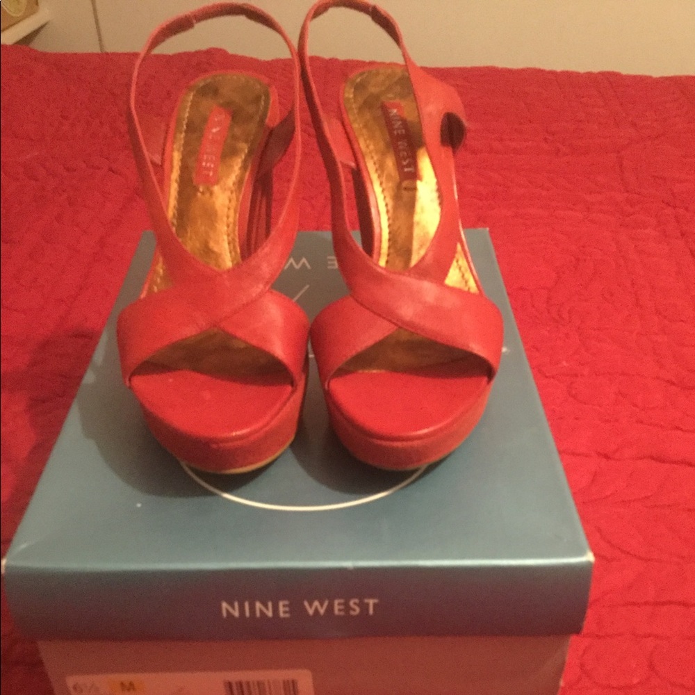 Nine West Naomeer Red Leather Wedges never worn.